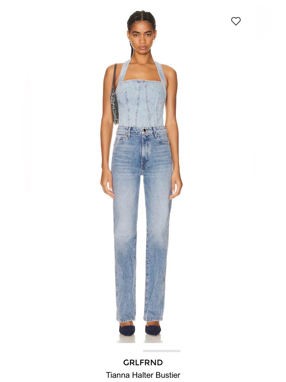 GRLFRND Light Blue Denim Corset Top with Adjustable Strap